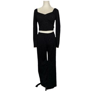 Lilly Rose Black  Set With Glitter Details (Pants Sz M) (Blouse Sz L)